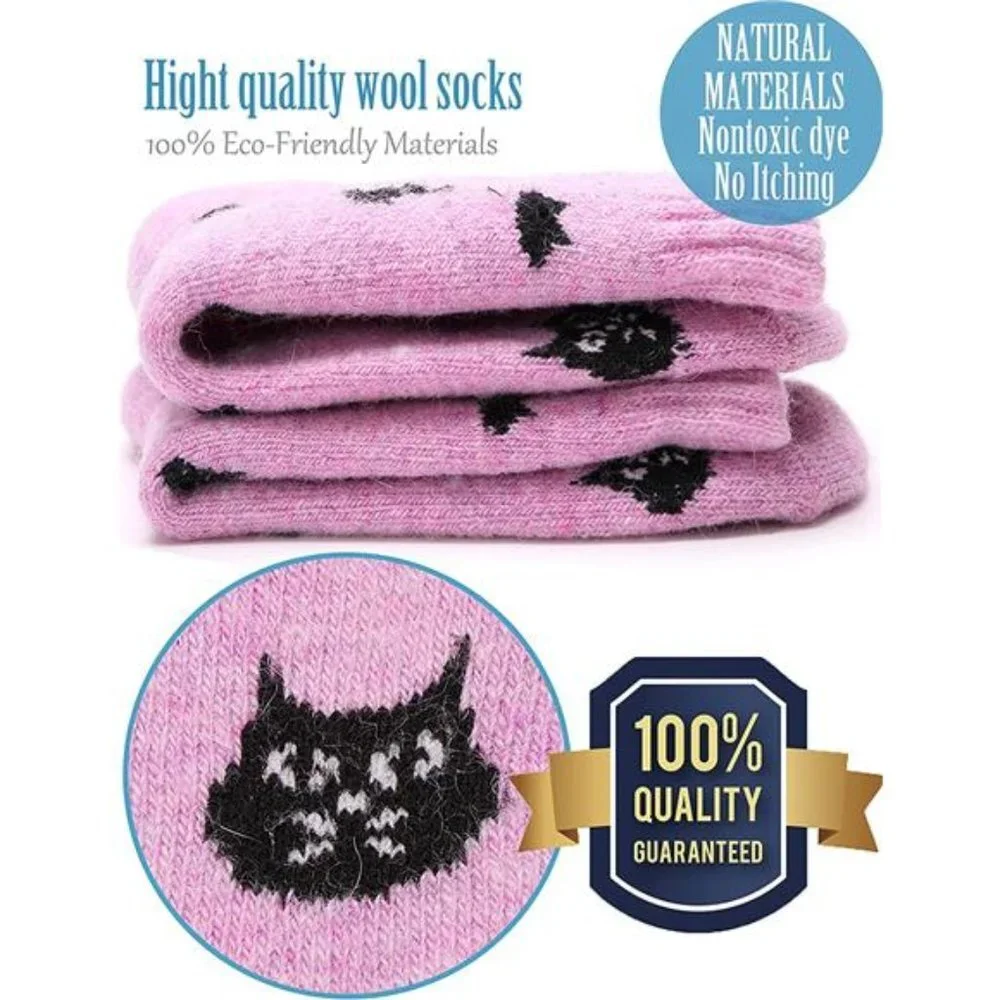 5 Pack Women's Wool Socks Thick Thermal Cozy Cabin Crew Socks